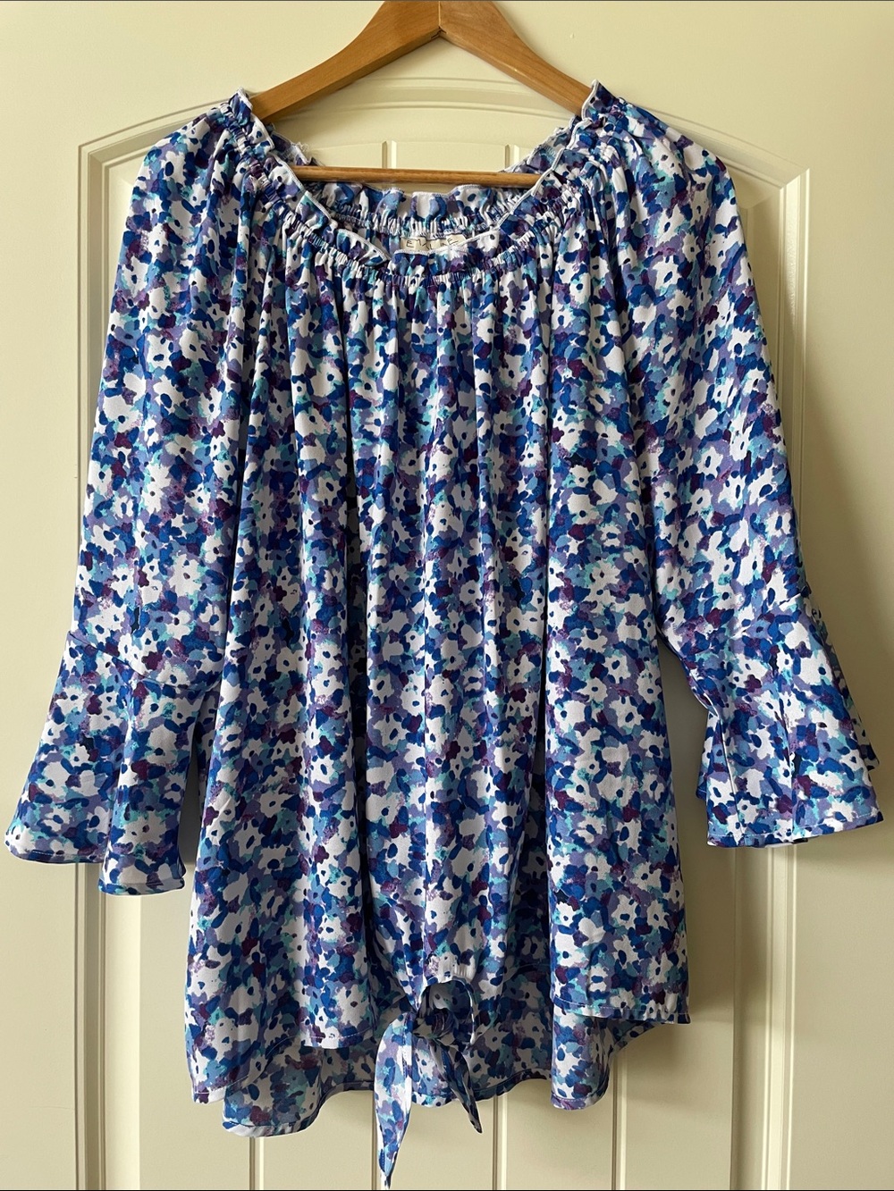 Women's Blue & Purple Floral Peasant Top